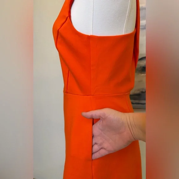 Banana Republic Vibrant Coral/Orange Cross Back Design Midi Dress - Picture 7 of 14